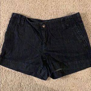 Loft dark wash denim shorts.